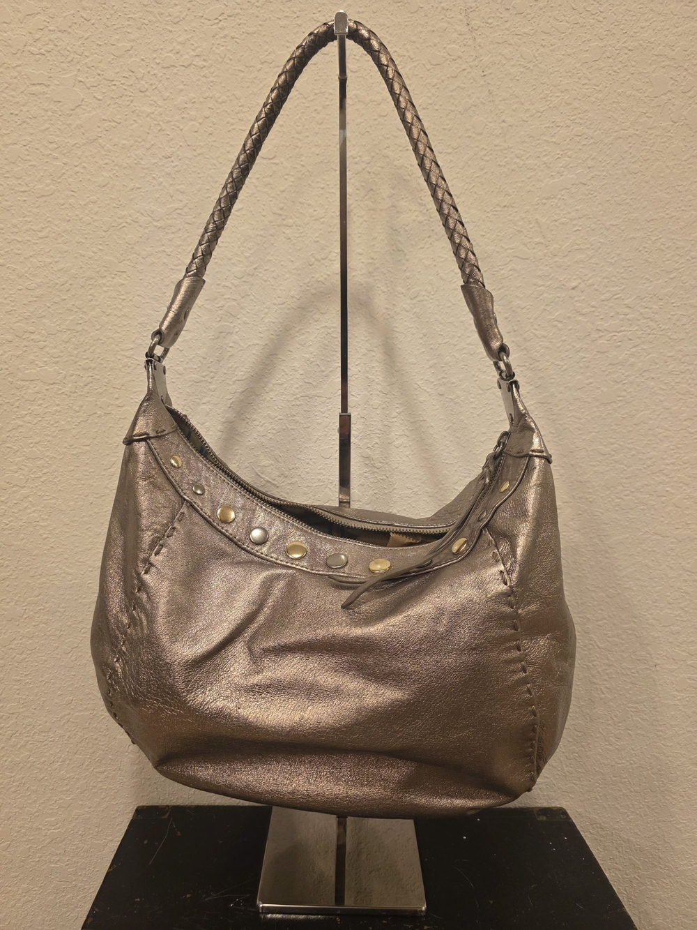 Vintage The Sak Metallic Bronze Hobo Shoulder Bag with Braided Handle